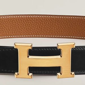 COPY - Authentic Hermes Reversible Belt Black Camel Noir Gold 32 mm Size 65 (ex…